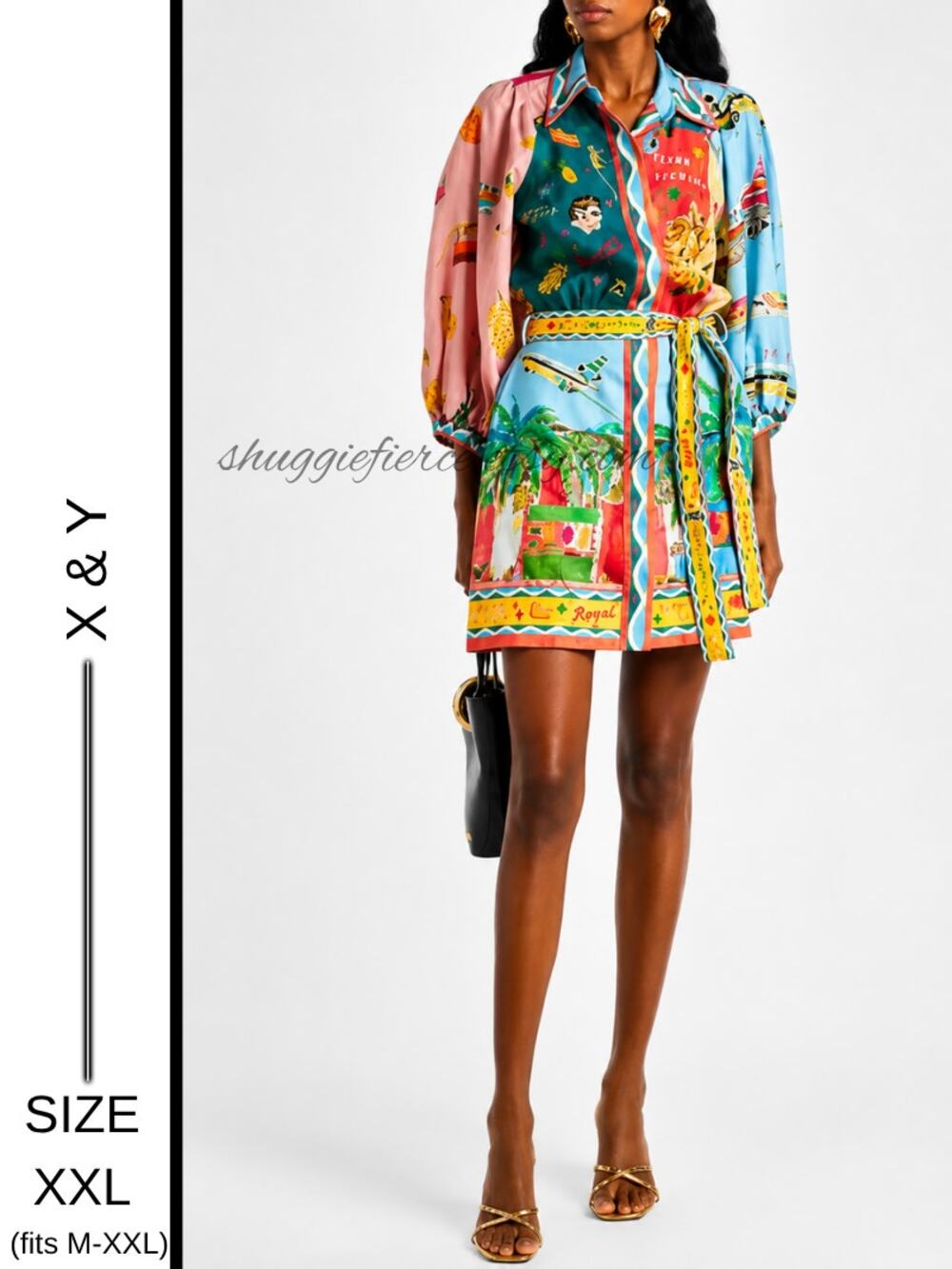 MSRP $495✨X&Z All Aboard Inspired Graphic Mini Dress XXL (fits M-XXL) ✨QUICKSHIP